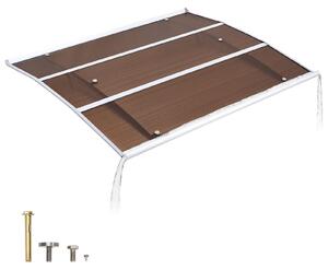 Tettoia per porta d'ingresso - Tettoia ad arco Tettoia per porta in policarbonato - 120 x 100 cm - Con sistema di drenaggio - Supporto in ABS - Protezione da pioggia, neve e sole - Marrone