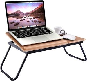 Tavolo per laptop LIFEZEAL per letto, tavolo pieghevole regolabile in altezza per letto, tavolo per laptop, legno, tavolo da lettura per letto e divano, tavolo portatile per laptop per letto e divano