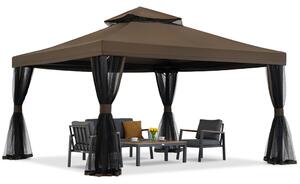 Padiglione da giardino marrone con zanzariera Valencia 4x4m Garden Point