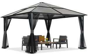 Gazebo moderno da giardino Santiago 4x4 m con zanzariera Garden Point antracite