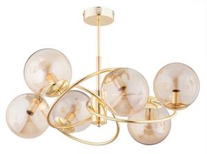 Lampadario WIROMAT oro-ambra 6xE14x10W in vetro, dimensioni: 40x66x66 cm, IP20, Alfa