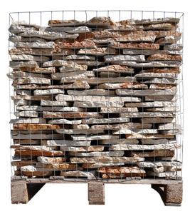 Pietra Di Trani Scorza 1-2 Cm Opera Incerta Retrosegata Bianca/Gialla Bancale Da 25 Mq