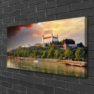 Quadro su tela Paesaggio lacustre della città 100x50 cm