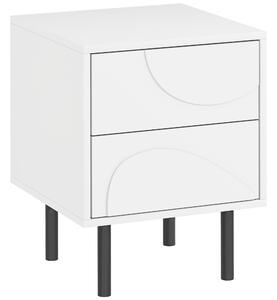 HOMCOM Comodino con 2 cassetti ad apertura a pressione e piedi in acciaio, 40x40x50 cm, Bianco | Aosom Italy