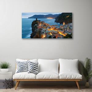 Quadro su tela Paesaggio di montagna della città del mare 100x50 cm