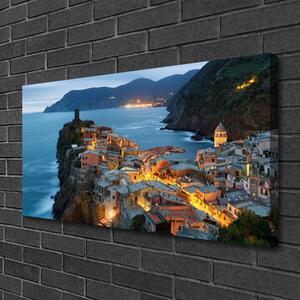 Quadro su tela Paesaggio di montagna della città del mare 100x50 cm