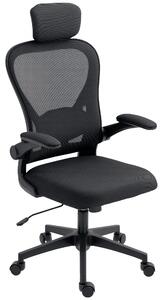 HOMCOM Sedia da Ufficio Ergonomica in Tessuto con Braccioli, Nero | Aosom Italy
