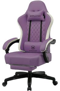 GTPLAYER: poltrona da gaming, poltrona ergonomica da gaming, sedia da scrivania in Pelle finta, cuscino sedile a molle, braccioli collegati e poggiapiedi, portata 150 kg, viola