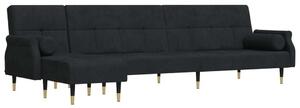 Divano Letto a L Nero 271x140x70 cm in Velluto