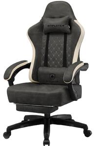 GTPLAYER: poltrona da gaming, poltrona ergonomica da gaming, sedia da scrivania in Pelle finta, cuscino sedile a molle, braccioli collegati e poggiapiedi, portata 150 kg, GRIGIA