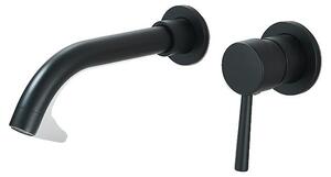 Miscelatore per lavabo, montaggio a parete, ottone lucido, colore nero