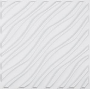 Set di 12 pannelli murali 3D - Rivestimento murale in PVC 50x50cm - 2,97m² onde bianco opaco - Design d'interni e decorazione di pareti
