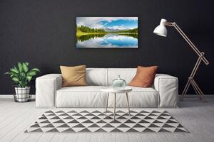 Quadro stampa su tela Paesaggio di montagna del lago forestale 100x50 cm