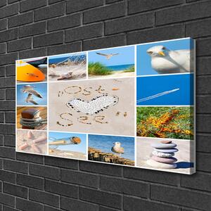 Quadro su tela Paesaggio dei gabbiani della spiaggia dell'oceano 100x50 cm