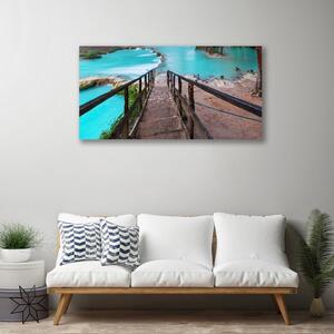 Stampa quadro su tela Scala Architettura del lago 100x50 cm