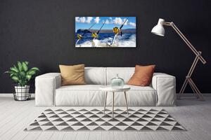 Stampa quadro su tela Paesaggio marino di pesca 100x50 cm