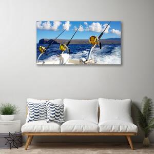 Stampa quadro su tela Paesaggio marino di pesca 100x50 cm