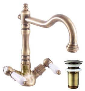 Slezák-RAV Miscelatore per lavabo Slezák RAV Morava Retro MK521/8SM Colore: ottone vecchio, Dimensione: 3/8''