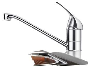 Miscelatore da cucina, struttura in ottone, beccuccio girevole a 360°, finitura argento