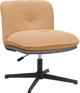 Sedia da Ufficio Girevole in Tessuto Riccio Beige Effetto Lana