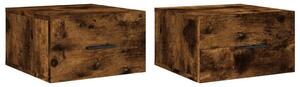 VidaXL Comodini da parete 2 pz. Rovere fumé 35x35x20 cm