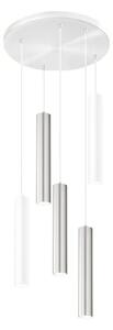 Lampadario moderno perenz shot 8032 b 8492 b 8492 al gu10 led bianco alluminio spazzolato multiluce - Perenz