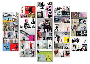 Banksy - Banksy Collage 2 - 140L x 100l cm - Legno Mdf