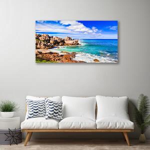 Quadro su tela Spiaggia Rocce Paesaggio Del Mare 100x50 cm