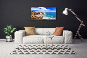 Quadro su tela Spiaggia Rocce Paesaggio Del Mare 100x50 cm