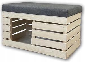 Casetta per gatti Box in legno con panca in velluto Rifugio per gatti Grotta per gatti 100x40x50 cm 10138