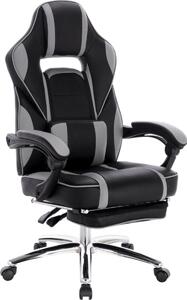 Happyment Gaming Chair Tokio - Con poggiapiedi - Grigio - Regolabile in altezza - Ergonomica - Con braccioli