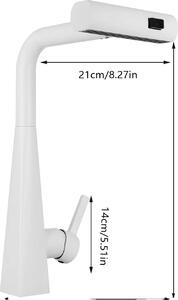 Miscelatore da cucina, con doccetta estraibile, design a leva singola, colore bianco