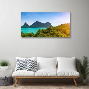 Stampa quadro su tela Paesaggio degli alberi del mare delle montagne 100x50 cm