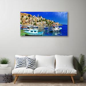 Quadro su tela Barca da città, paesaggio marino 100x50 cm
