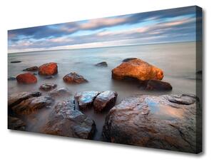 Quadro su tela Paesaggio marino di pietre 100x50 cm