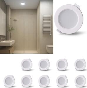 Confezione da 10 downlight LED, faretti da incasso rotondi, 5 W, IP44 - CCT selezionabile 3000 K/4000 K/6000 K - Ø di taglio 75-80 mm - Bianco