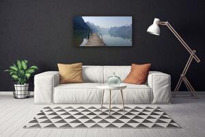 Quadro su tela Paesaggio della montagna del lago del molo 100x50 cm