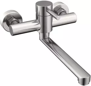 Rubinetto da cucina a parete con rotazione a 360 gradi, rubinetto singolo in acciaio inossidabile, acqua calda e fredda per la doccia