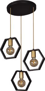 Lampadario HONEY nero e oro 3xE27x60W in metallo, dimensioni: 83x40x40 cm, IP20, Kaja
