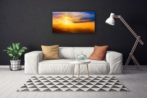 Quadro su tela Montagna, sole, nuvole, paesaggio 100x50 cm
