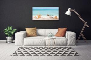 Quadro su tela Spiaggia di conchiglie di stelle marine 100x50 cm