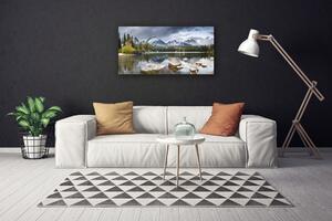 Quadro su tela Paesaggio della foresta di montagna del lago 100x50 cm