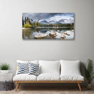 Quadro su tela Paesaggio della foresta di montagna del lago 100x50 cm