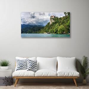 Foto quadro su tela Castello nel paesaggio della foresta delle montagne 100x50 cm