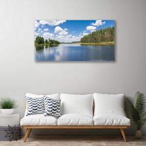 Quadro su tela Paesaggio della foresta del lago 100x50 cm