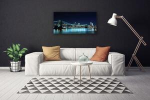 Quadro su tela Notte di architettura della città del ponte 100x50 cm