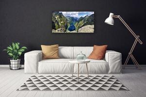 Quadro stampa su tela Montagne, la Valle del Lago Szczyty 100x50 cm