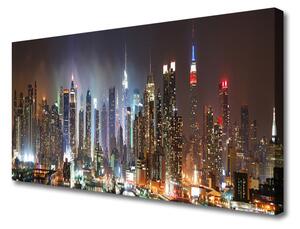 Quadro su tela Città della notte di New York 100x50 cm