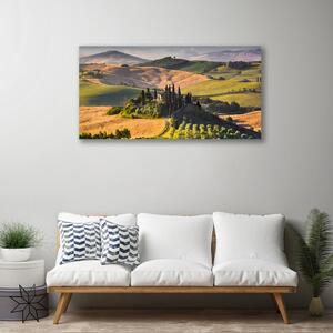 Quadro su tela Paesaggio dell'altopiano del Meadow Cottage 100x50 cm