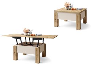 OSLO Rovere Artisan/Beige (Champagne) - TAVOLINO TRASFORMABILE SALVASPAZIO ALZABILE E ALLUNGABILE TAVOLO
